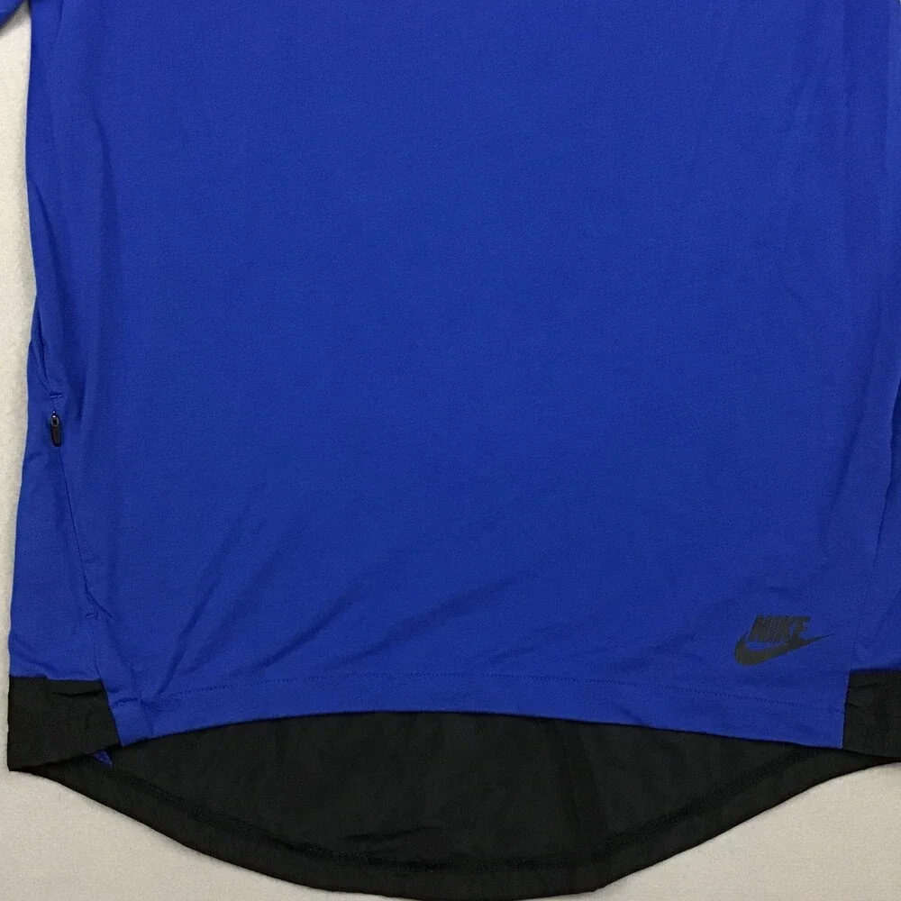 Nike Tech Shirt Men Small Blue Solid Short Sleeve Zip Pocket Crew Pullover S